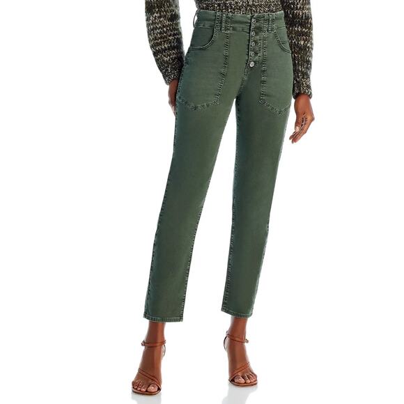 VERONICA BEARD WOMENS SIZE 29 ARYA STRAIGHT LEG HIGH RISE TWILL PANTS GREEN - Picture 1 of 13